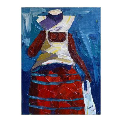 Painting - Acrylic - Woman with white hat