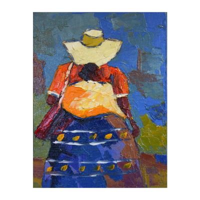 Painting - Acrylic - Woman with baby on back