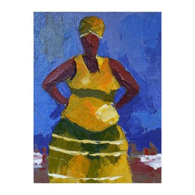 Painting - Acrylic - Woman with yellow top