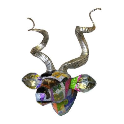 Trophy Head - Kudu (Silver Horns & Green Pink Patches)